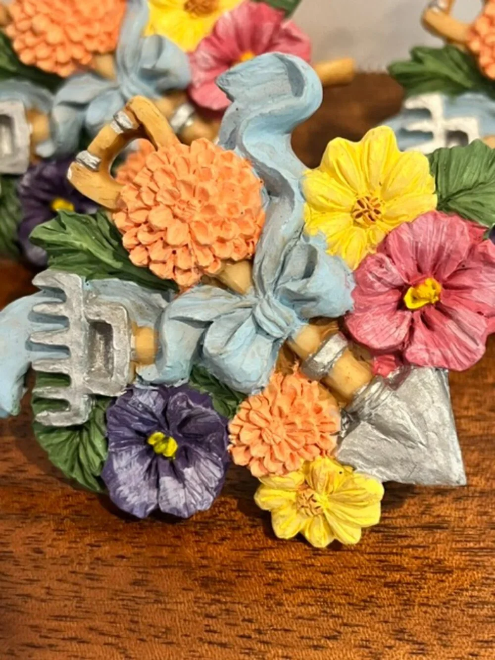 Set of 6 Colorful Flowers Garden Tools Napkin Rings
